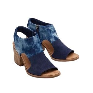 Toms Eliana Navy Cutout Block Heel Sandal